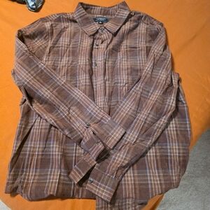 Liverpool Men's Brown Plaid Casual Shirt